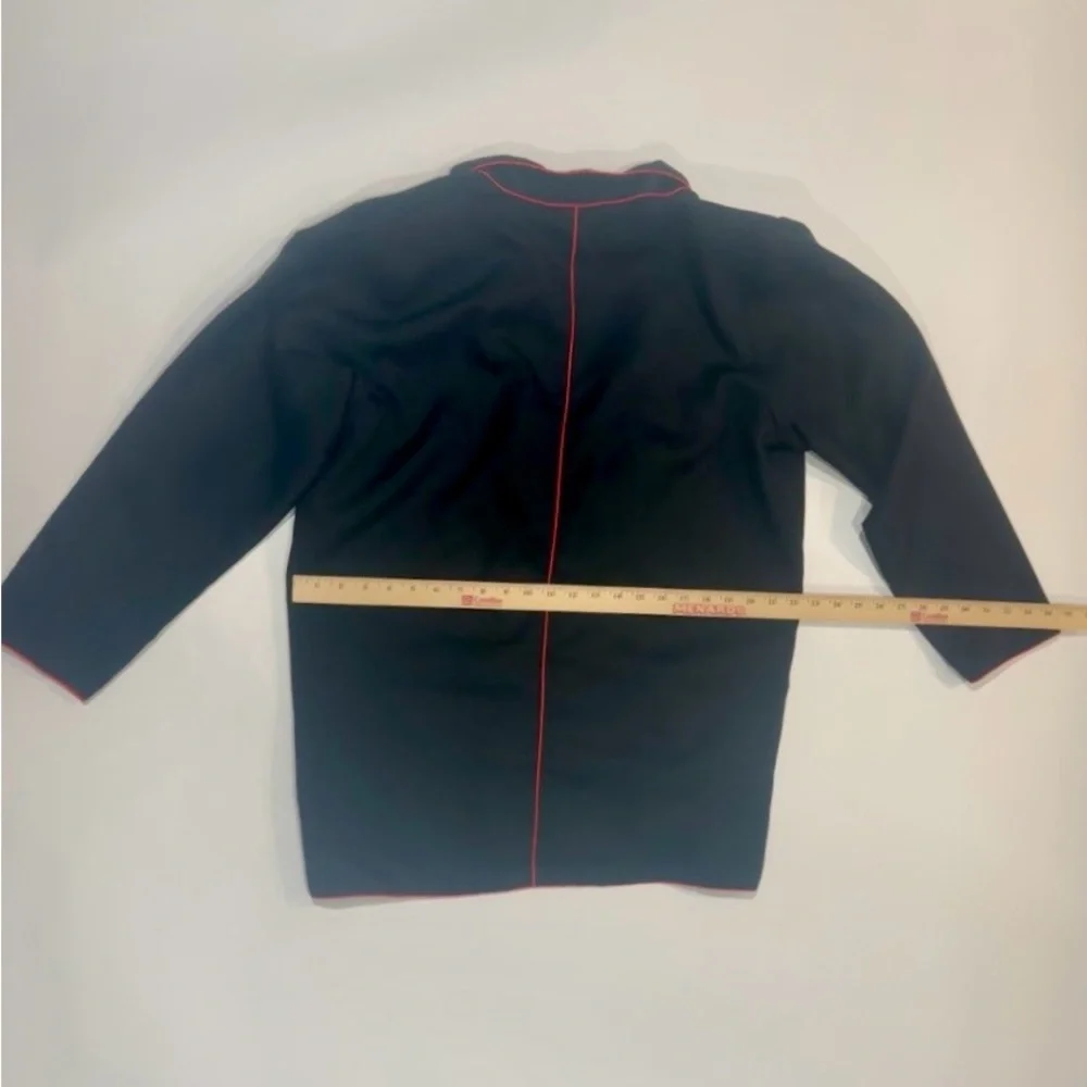 Vintage‎ Style Embroidered Jacket Boho Tribal Cropped Black Red Trim Women Small